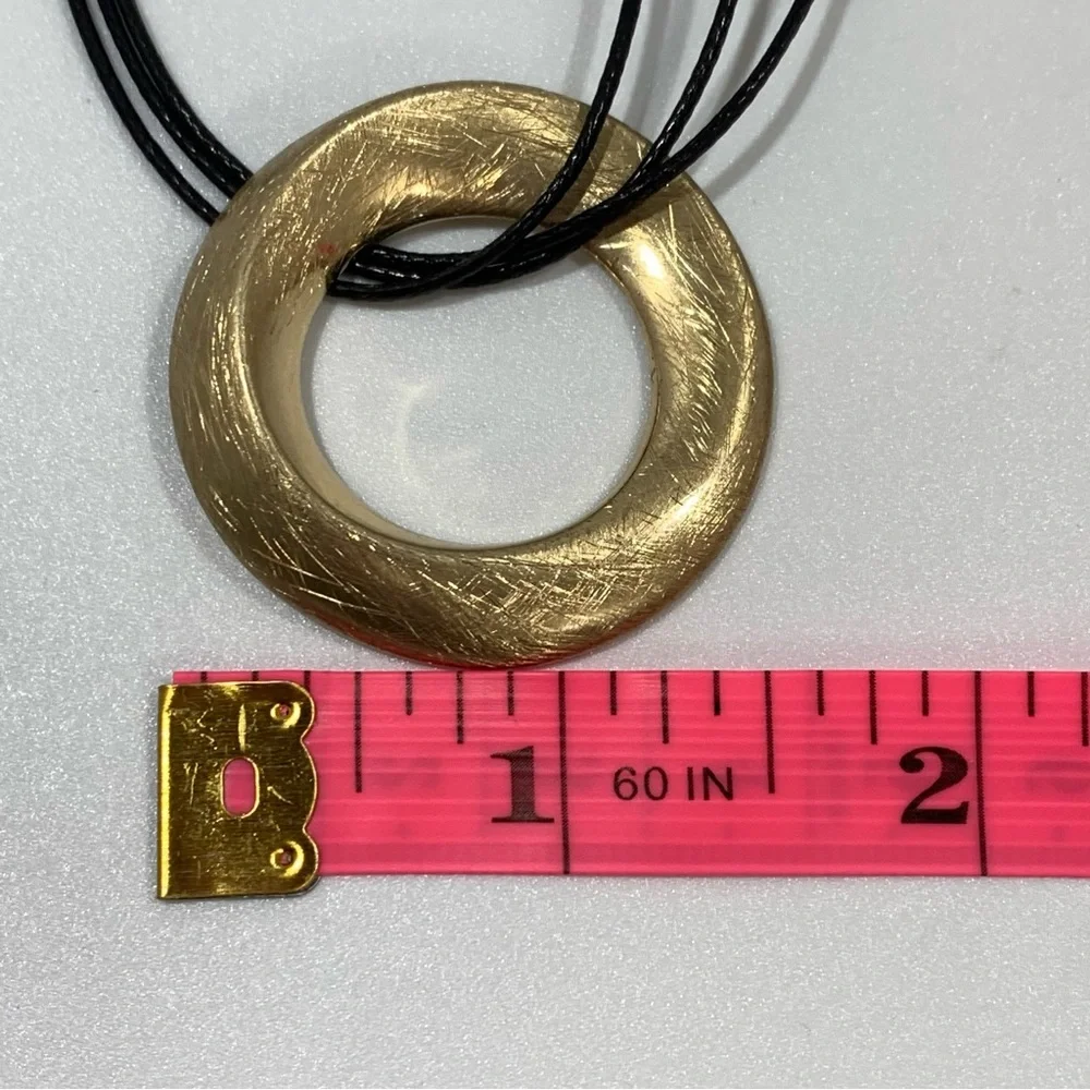 Brushed Gold Ring Circle Of Life Multi Cord Necklace Neutral Minimalist